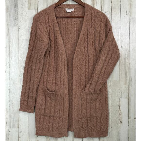 Sincerely Jules Duster Cardigan XS Tan Chunky Cable Knit Relaxed Fit Grandmacore - Picture 1 of 6